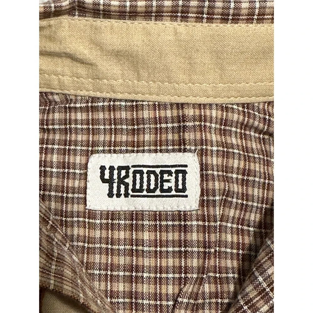 4Rodeo Infant Western Bodysuit Brown Plaid Embroidered Cowboy Boots 0-6 Months